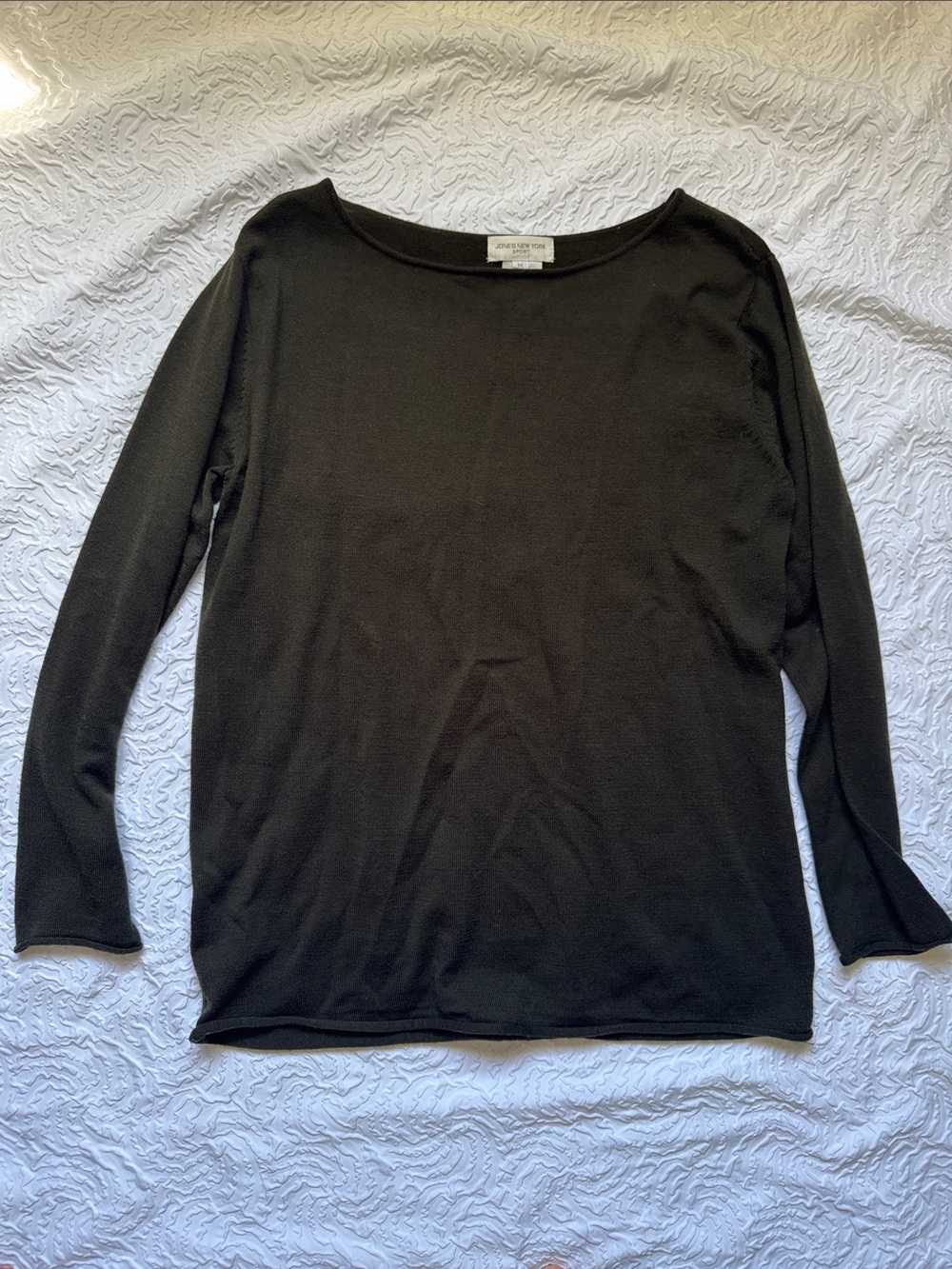 Jones New York dark olive Long-Sleeve Boatneck Top